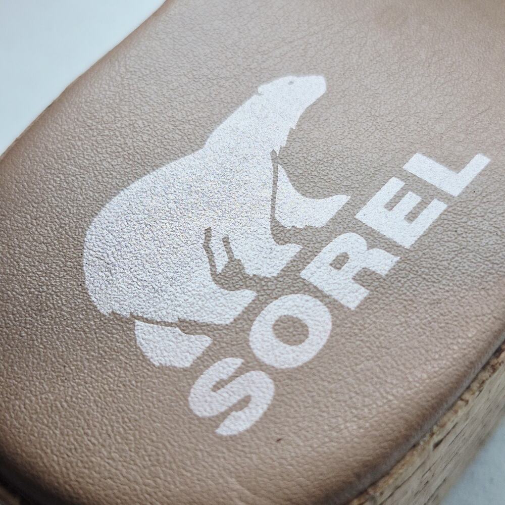 Sorel Cameron Flatform Sandals Womens 9 Orange Red Suede Cork Platform Slingback - Picture 9 of 9